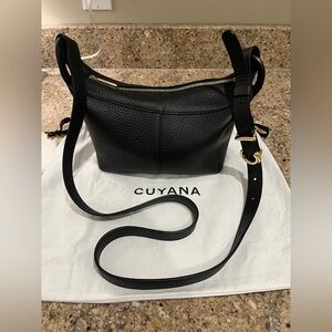 Cuyana Mini Paloma Pebble Leather Black Shoulder Bag
